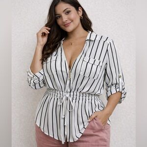 Striped High-Low Top/ Tunic